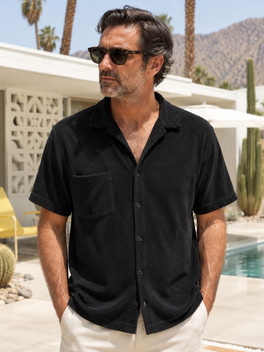 Vilebrequin Men’s Black Terry Cloth Button Shirt Size XXXL